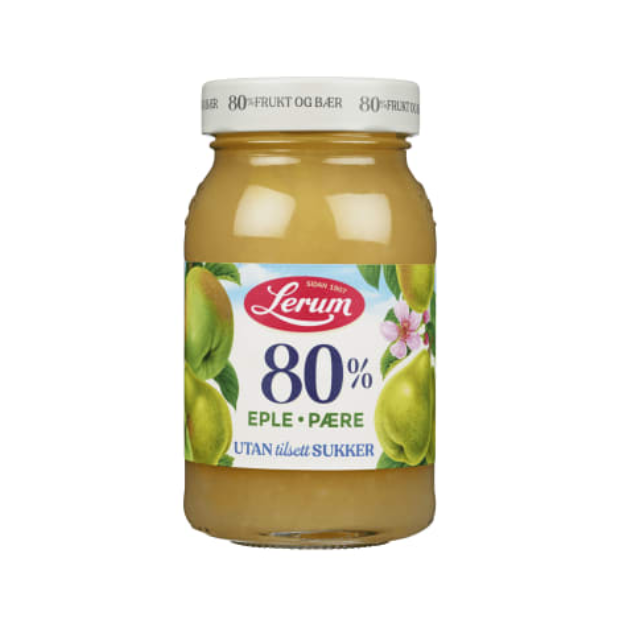 80% Apple & Pear Jam No Added Sugar – Eple&Pæresyltetøy u/Sukker 320g Lerum